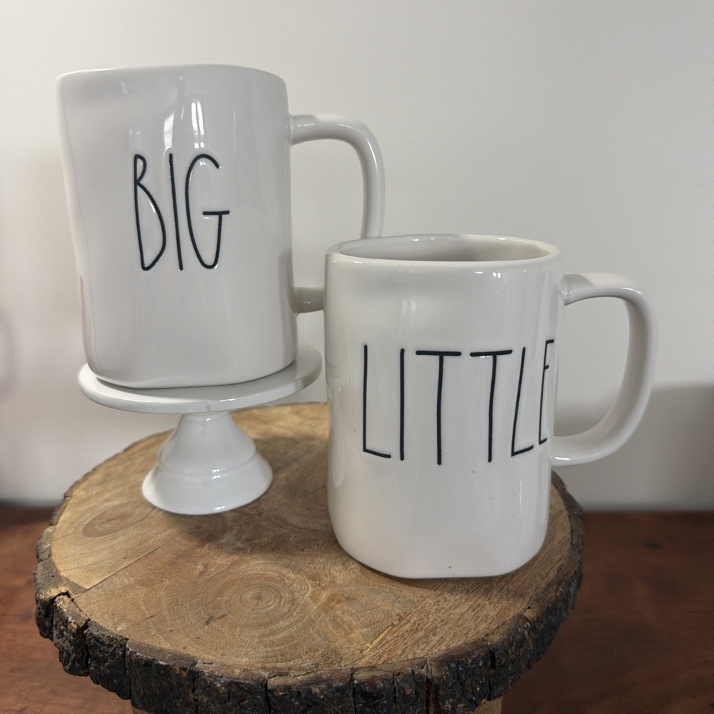 Rae Dunn Artisan Collection by Magenta BIG and LITTLE Coffee Mugs 4.5"H x 3.25"W